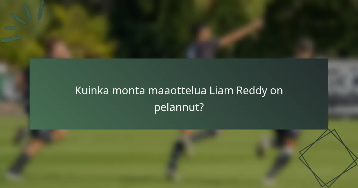 Kuinka monta maaottelua Liam Reddy on pelannut?