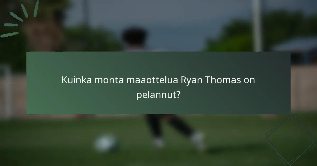 Kuinka monta maaottelua Ryan Thomas on pelannut?