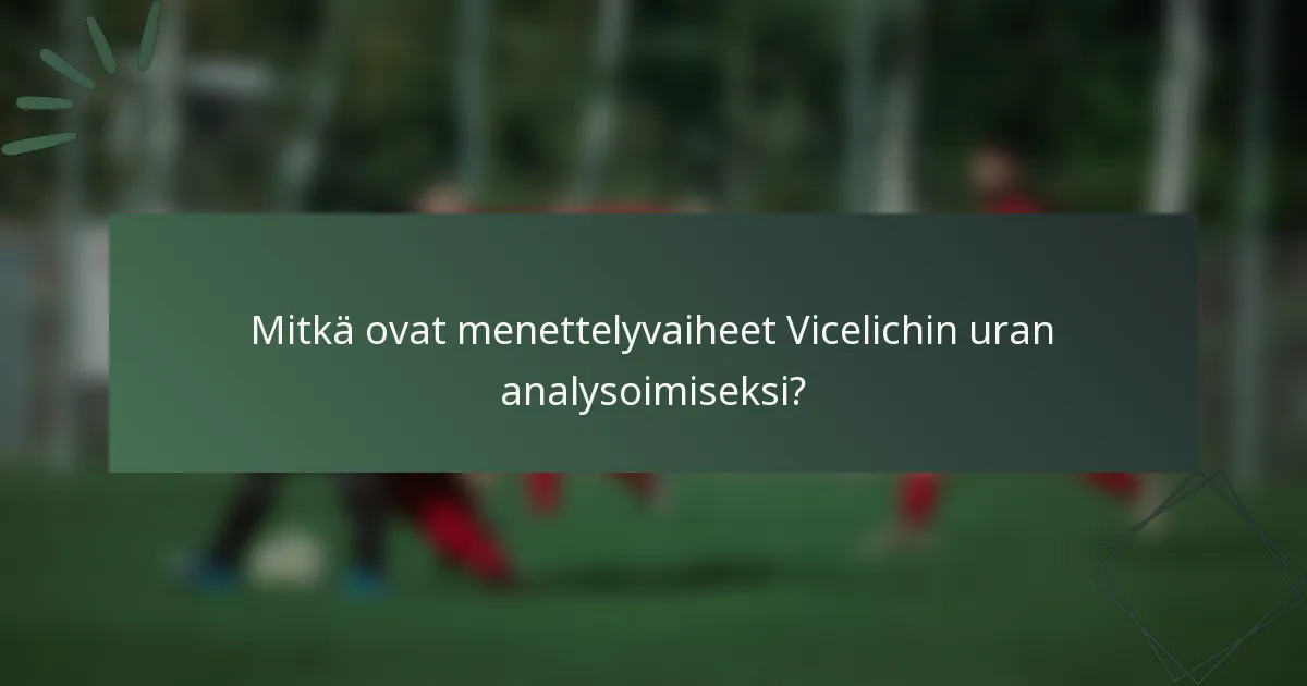 Mitkä ovat menettelyvaiheet Vicelichin uran analysoimiseksi?
